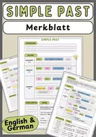 Vorschau - Arbeitsblätter - Simple Past – Merkblatt / Spickzettel (verschiedene Versionen) - Deckblatt