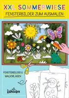 Vorschau - Mal- und Bastelvorlagen - XXL Blumenwiese ☀️🌸 Malvorlage & Fensterbild für den Sommer - Seite 1