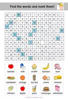 Vorschau - Arbeitsblätter - food and drinks - word search - Seite 1