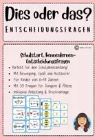 Vorschau - Spiele - Dies oder das? Entscheidungsfragen zum Schulstart, kennenlernen - Deckblatt