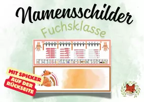 Vorschau - Bildkarten - Fuchsklase Namensschilder mit Spicker - Deckblatt