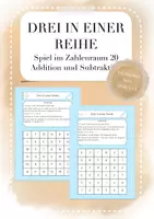 Vorschau - Spiele - "Drei in einer Reihe" Rechenspiel Zahlenraum 20 Addition / Subtraktion - Deckblatt