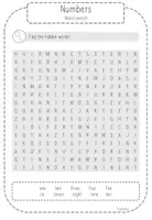 Vorschau - Arbeitsblätter - Numbers - Word Search mit Lösungen - Deckblatt