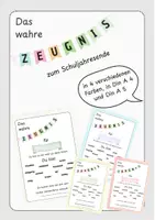 Vorschau - Anderer Materialtyp - Das wahre Zeugnis - persönliches Abschlusszeugnis zum Schuljahresende - Deckblatt