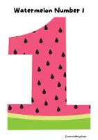 anteprima - Flashcard - Watermelon Numbers 1-9/Printable Math Activity - Pagina 1