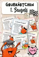 Vorschau - Bildkarten - Grußkärtchen / Feriengruß zum 1. Zeugnis (wahres Zeugnis) / Krabbenklasse - Deckblatt