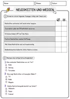 Vorschau - Arbeitsblätter - Neuigkeiten und Medien Arbeitsblätter mit Fragen + Lösungen Leseverstehen und Wortschatz - Seite 2