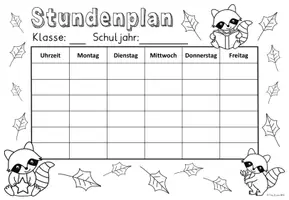 Vorschau - Anderer Materialtyp - Stundenplan (editierbar) Klassentier "Waschbär" - Waschbärenklasse - Seite 2
