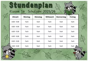 Vorschau - Anderer Materialtyp - Stundenplan (editierbar) Klassentier "Waschbär" - Waschbärenklasse - Seite 3