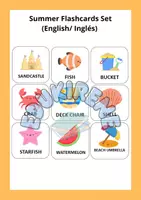 Vista previa - Tarjetas / Manipulativos - Summer Flashcards Set (English/ Inglés) - Portada