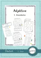 Vorschau - Arbeitsblätter - Adjektive 5 Arbeitsblätter - Deckblatt