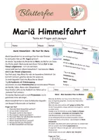 Vorschau - Arbeitsblätter - Mariä Himmelfahrt differenzierter Text, Fragen & Lösungen - Deckblatt