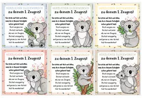 Vorschau - Bildkarten - Zeugnisgruß | Zeugnismutmacher | Wahrens Zeugnis | Koalaklasse - Seite 1