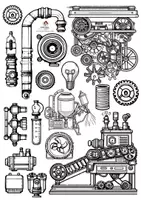 Vorschau - Mal- und Bastelvorlagen - Wundermaschine basteln - Industrialisierung Technik, Maschine Erfindung Strom - Seite 3