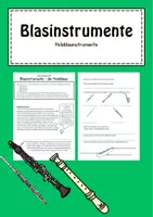 Vorschau - Arbeitsblätter - Blasinstrumente Informationstext und Arbeitsblatt - Deckblatt