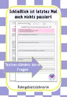 Vorschau - Arbeitsblätter - Schließlich ist letztes mal auch nichts passiert Kurzgeschichte - Deckblatt