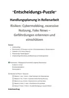 Vorschau - Arbeitsblätter - "Entscheidungs-Puzzle" Handlungsplanung in Rollenarbeit Risiken: Cybermobbing, exzessive Nutzung, Fake News – Gefährdungen erkennen und einschätzen - Deckblatt