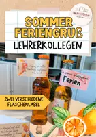 Vorschau - Mal- und Bastelvorlagen - Feriengruß Sommerferien | Kollegen | Lehrerkollegen - Deckblatt