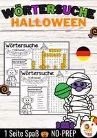 Aperçu - Feuilles d'exercices - Wörtersuche / Suchsel (Halloween) Oktober Octobre Allemand - Page de couverture