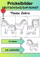 Vorschau - Mal- und Bastelvorlagen - Prickelbilder / Fensterbilder Thema Zebras - Grundschule - Bastelvorlagen - Deckblatt
