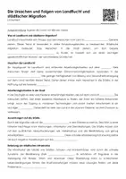 Vorschau - Arbeitsblätter - Die Ursachen und Folgen von Landflucht und städtischer Migration (Lückentext und Übungen) - Deckblatt