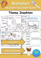 Vorschau - Arbeitsblätter - Materialpaket - Insekten Malen - DaZ/DaF/Kunst/Deutsch/Sachunterricht - Seite 1