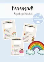 Vorschau - Mal- und Bastelvorlagen - Feriengruß Regenbogensteinchen - Deckblatt