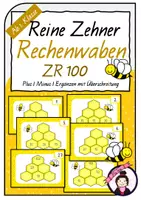 Vorschau - Stationenlernen - Rechenwaben ZR 100 | Zehnerzahlen - Reine Zehner - Deckblatt
