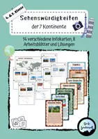 Vorschau - Arbeitsblätter - Sehenswürdigkeiten der Kontinente: Stationsarbeit - Deckblatt