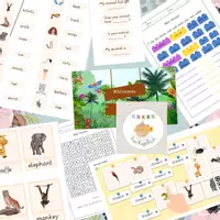 Vorschau - Arbeitsblätter - Wild animals (jungle) - Deckblatt