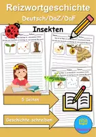 Vorschau - Unterrichtsreihen - Reizwortgeschichten Thema Insekten - DaZ/DaF, Deutsch (Geschichten schreiben) - Deckblatt