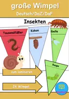 Vorschau - Spiele - Große Wimpel Insekten - Für Girlande oder Kette (Deko) - DaZ/DaF, Deutsch (Wortschatz) - Deckblatt