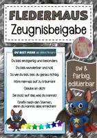 Vorschau - Anderer Materialtyp - Zeugnisbeigabe für die Fledermausklasse Klassentier Fledermaus - Deckblatt