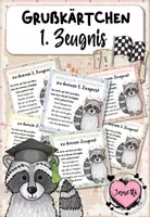 Vorschau - Bildkarten - Zeugnisgruß | Zeugnismutmacher | Wahrens Zeugnis | Wäschbärenklasse - Deckblatt