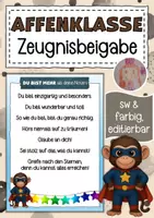 Vorschau - Anderer Materialtyp - Zeugnisbeigabe für die Affenklasse Klassentier Affe - Deckblatt