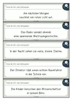 Vorschau - Aufgabenkarten - Satzglieder: Ortsangabe, Zeitangabe bestimmen (70 Satzkarten) - Seite 1