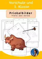 Vorschau - Mal- und Bastelvorlagen - Prickelbilder_ Vorschule und 1. Klasse Tiere in Asien - Deckblatt