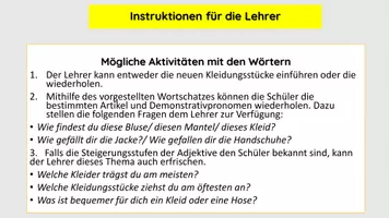Vorschau - Präsentationen/Tafelbilder - Kleidung – Wortschatz, interaktive Aktivitäten (DaF – A1/A2) - Seite 1