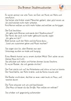 Vorschau - Arbeitsblätter - Märchen Bremer Stadtmusikanten Märchentext und Quiz - Seite 1