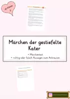Vorschau - Arbeitsblätter - Märchen Der gestiefelte Kater Märchentext und Quiz - Deckblatt