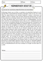 Vorschau - Arbeitsblätter - Nürnberger Gesetze Arbeitsblätter mit Fragen + Lösungen Leseverstehen und Wortschatz - Seite 1