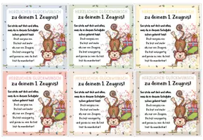 Vorschau - Bildkarten - Zeugnisgruß | Zeugnismutmacher | Wahrens Zeugnis | Affenklasse - Seite 1