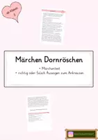 Vorschau - Arbeitsblätter - Märchen Dornröschen Märchentext und Quiz - Deckblatt