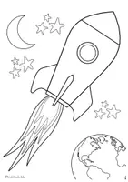 Vorschau - Mal- und Bastelvorlagen - Ausmalbild Weltraum-Rakete 🚀 - Deckblatt