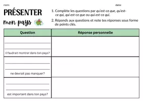 Vorschau - Arbeitsblätter - Interview - Présenter mon pays - Deckblatt