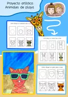 Vista previa - Hojas de trabajo - Proyecto de Arte de Animales de Playa - Diversión Artística de Verano Paso a Paso para Niños - Portada