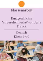 Vorschau - Klassenarbeiten - Klassenarbeit Kurzgeschichte "Streuselschnecke" von Julia Franck + Bewertungsbogen & Lösung - Deckblatt