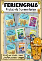 Vorschau - Mal- und Bastelvorlagen - Feriengruß "Prickelnde Sommerferien" zum Beispiel als Zeugnisbeigabe - Deckblatt