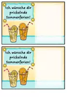 Vorschau - Mal- und Bastelvorlagen - Feriengruß "Prickelnde Sommerferien" zum Beispiel als Zeugnisbeigabe - Seite 1