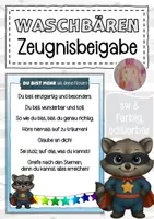 Vorschau - Anderer Materialtyp - Zeugnisbeigabe für die Waschbärenklasse Klassentier Waschbär - Deckblatt